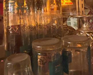 Set of UP The Uncola Upside Down Glasses and other Stemware