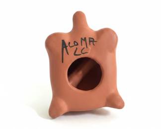 Terracotta Turtle Figurine with Black Geometric Design ALOMA LLC second image