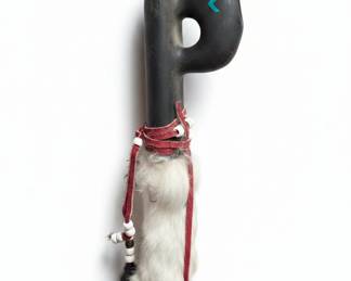 Native American Style Wooden Flute with Bear Paw and Feather Embellishments second image