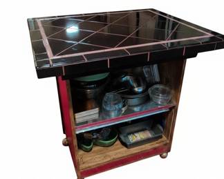 Tiled Kitchen Island Cart second image