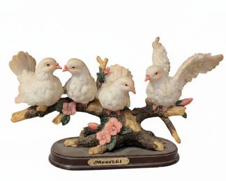 Meerchi Wedding Doves Figurine with Wood Base