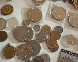 Mixed Coin Collection with Various Denominations and Medals third image