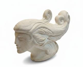 Vintage Postmodern s Windswept Head Bust Ceramic Sculpture