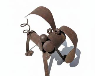 Rustic Welded Scrap Metal Dog Sculpture