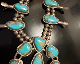 Navajo Turquoise Squash Blossom Necklace fifth image