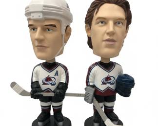 Colorado Avalanche Patrick Roy and Adam Foote Carls Jr. Bobbleheads