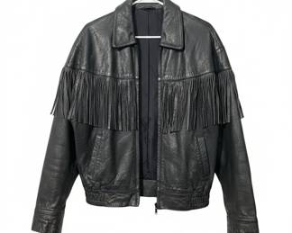Black Leather Fringe Jacket