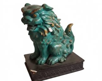 Turquoise Glazed Ceramic Foo Dog Statue