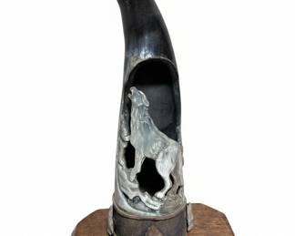 Carved Animal Horn with Arrowhead Embellishment