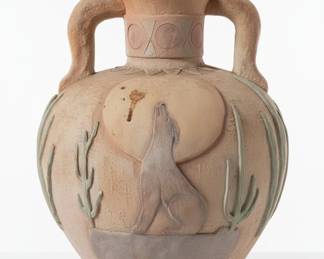 Terracotta Amphora Vase with Relief Figures second image