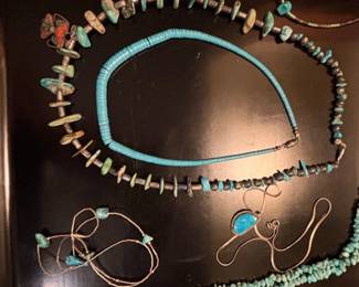 Assorted Turquoise and Sterling Silver Necklaces and Bracelets