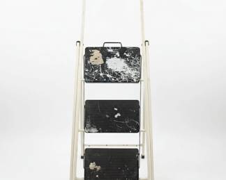 White Folding Step Stool with Paint Splatter