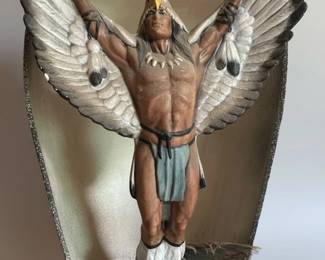 Provincial Mold Native American Eagle Dancer Ceramic Vase Sculpture