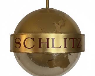 Vintage Schlitz Beer Rotating Globe Light Fixture