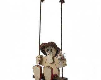 Wooden Duck on Swing Garden Decor
