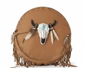 HandPainted Native American Style Buffalo Skull Drum second image