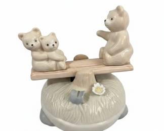 Otagiri Porcelain Teddy Bears on Seesaw Music Box