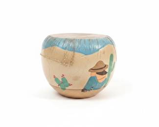 HandPainted Ceramic Planter with Southwestern Motif and Cactus