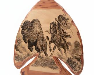 Bill ONeill Buffalo Hunt Wood Art