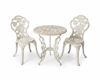 Cast Iron Rose Pattern Bistro Set