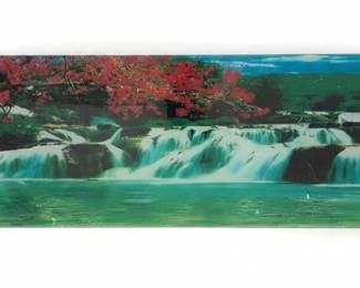Custom Aquarium Background with Waterfall and Cherry Blossoms