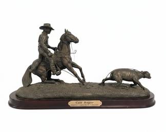 Calf Roper Bronze Sculpture by Bill Frank