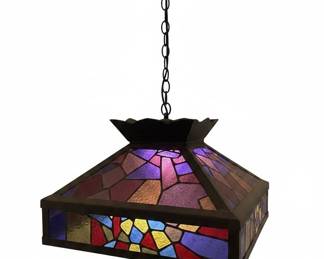 Arts and Crafts Style Stained Glass Hanging Lamp second image
