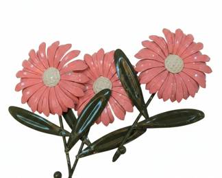 MidCentury Enamel Daisy Flower Brooch Pin