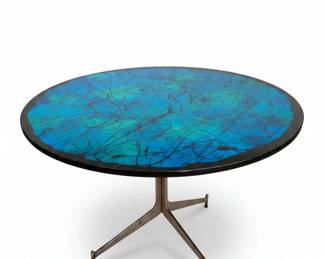 MidCentury Modern Sputnik Style Swirl Top Dining Table with Resin or Enamel Top
