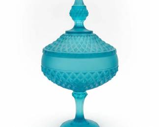 Indiana Glass Blue Diamond Point Candy Dish