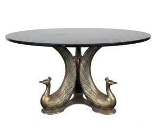 Hollywood Regency Brass Peacock Coffee Table