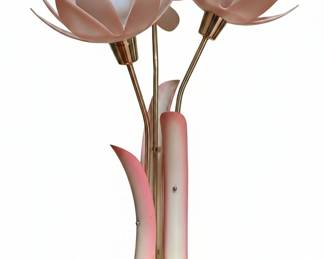 Vintage Italian Hollywood Regency Pink Lotus Table Lamp by Harris Industries second image