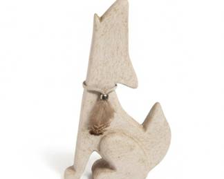 Ceramic Sculpture of a Howling Coyote