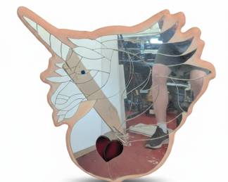 Pink Flamingo Stained Glass Mirror