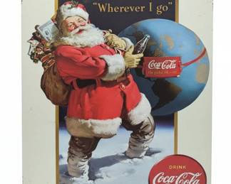 CocaCola Wherever I Go Santa Claus Metal Sign