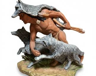 Provincial Mold Native American Indian Wolves Figurine