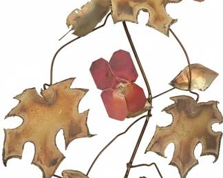 MidCentury Modern Brass and Copper Leaf and Flower Wall Art second image