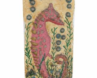 Textured Seahorse Wall Plaque with Glitter Accents