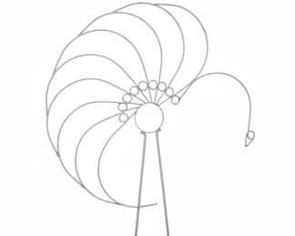 White Metal Peacock Feather Garden Sculpture