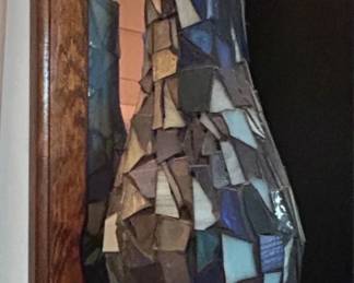 Mosaic Glass Vase with Wooden Wall Mount second image