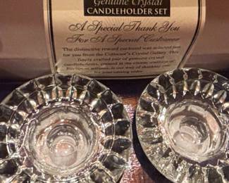 Collectors Crystal Gallery Genuine Crystal Candleholder Set