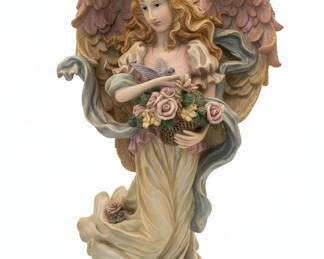 Angel with Birds and Flowers Figurine