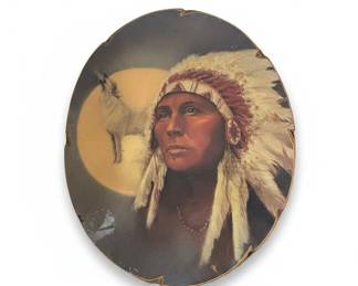 The Crestley Collection The Noble and the Proud Native American Chief Portrait Round Plaque
