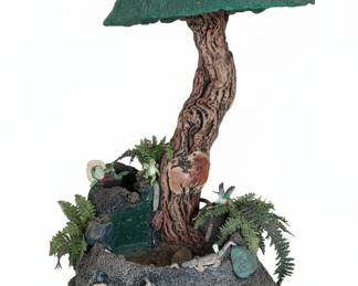 Resin Tabletop Waterfall Fountain with Tree, Frogs, and Lizards