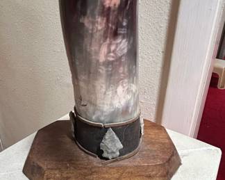 Carved Animal Horn with Arrowhead Embellishment second image