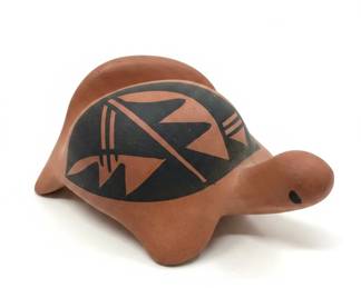 Terracotta Turtle Figurine with Black Geometric Design ALOMA LLC