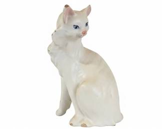 White Ceramic Cat Figurine