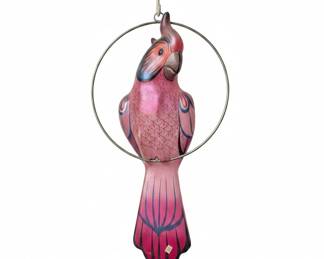 Pink Glass Parrot Hanging Decoration