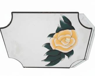 Art Deco Style Mirror with Painted Rose Motif