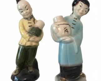 Pair of Royal Copley Ceramic Figurines Asian Children